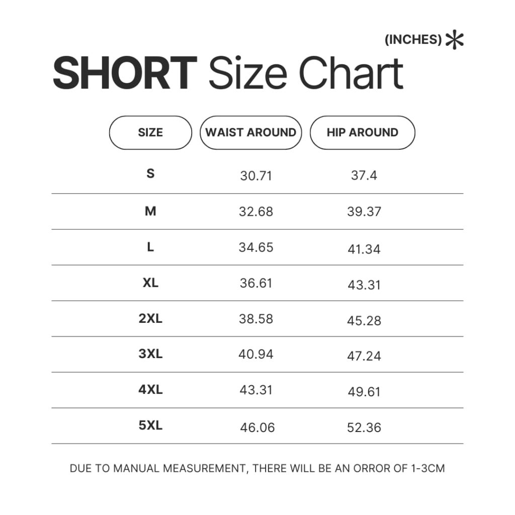 Short Size Chart - Genshin Merch
