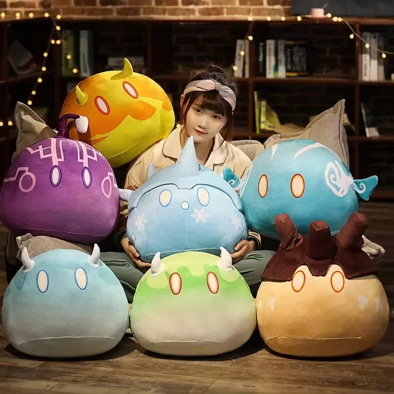 kf S9386bbf4f0fb454291c2eb76b52525091 Genshin Impact Slime Plush Toys Anime Doll Element Anemo Electro Pyro Cryo Hydro Geo Dendro Soft - Genshin Merch